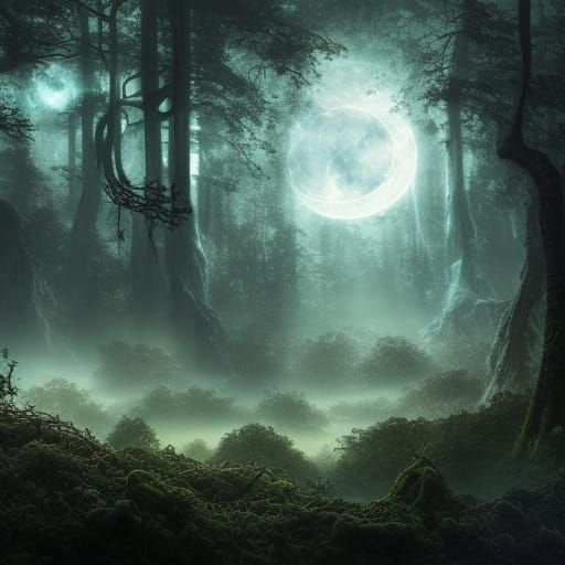 Epic Moonlit Forest Under Night Sky