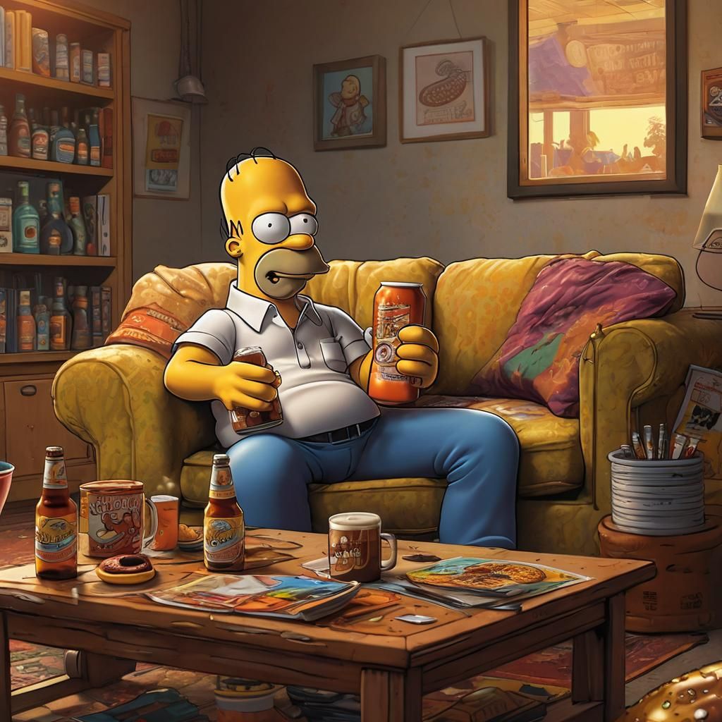 Homer Simpson Relaxing: Comic Book Art