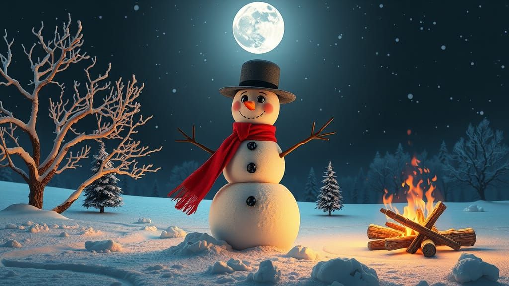 Winter Wonderland Snowman in Charcoal Grey Top Hat and Crims...