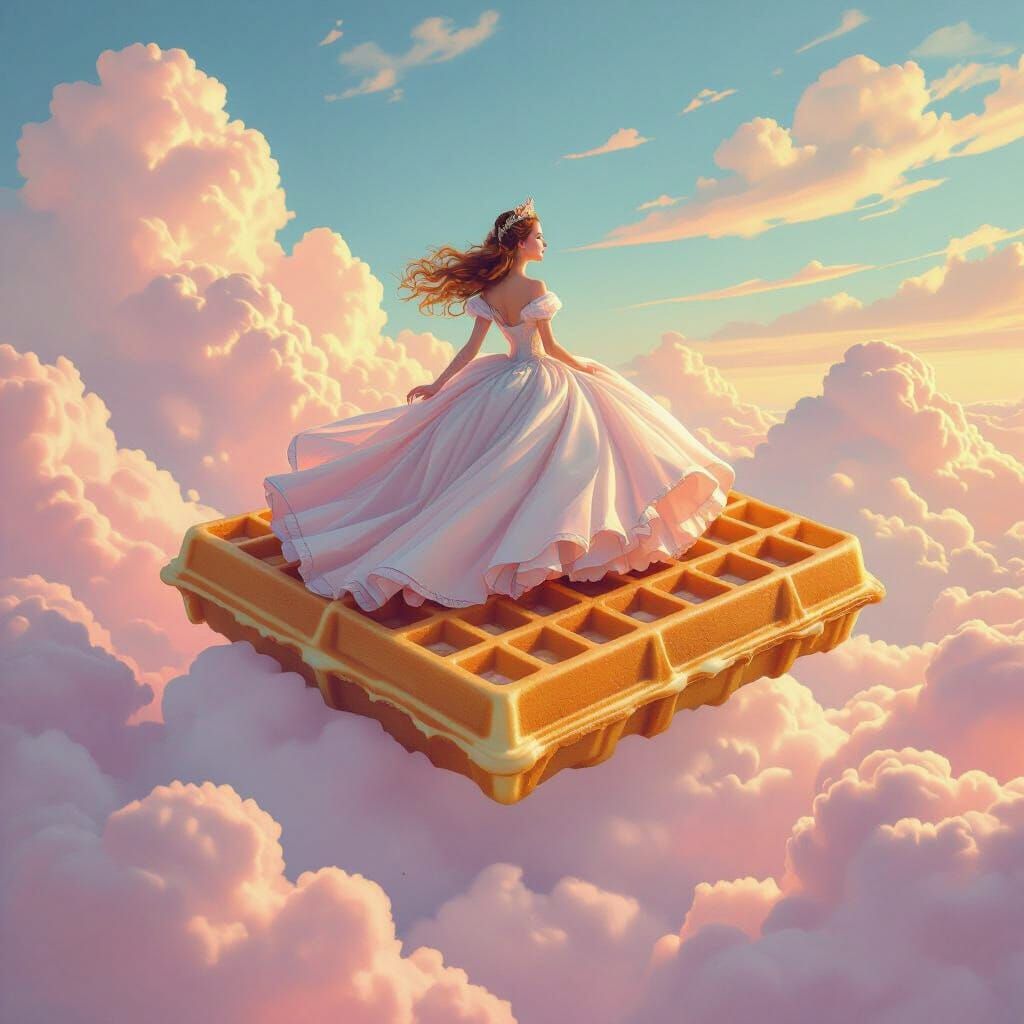 Princess on Waffle in Dreamy Futuristic Style