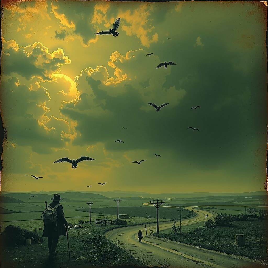 Etched Sketch of a Lecherous Man in Red Tones