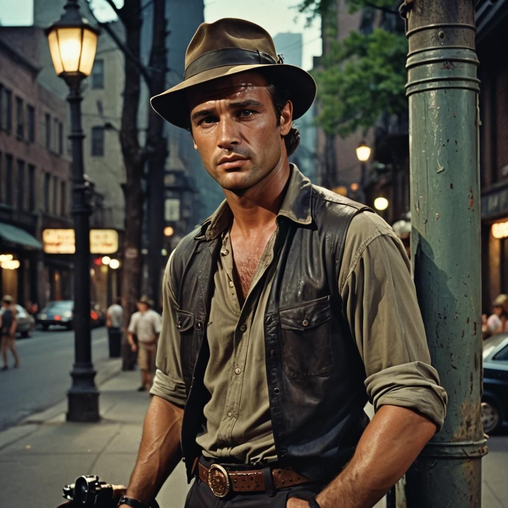 Cinematic Marlon Brando as Crocodile Dundee Film Still