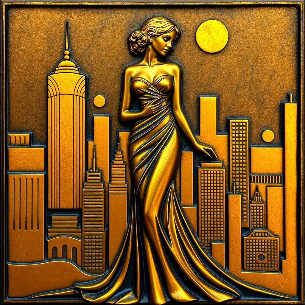 Art Deco Golden Sculpture of a Woman