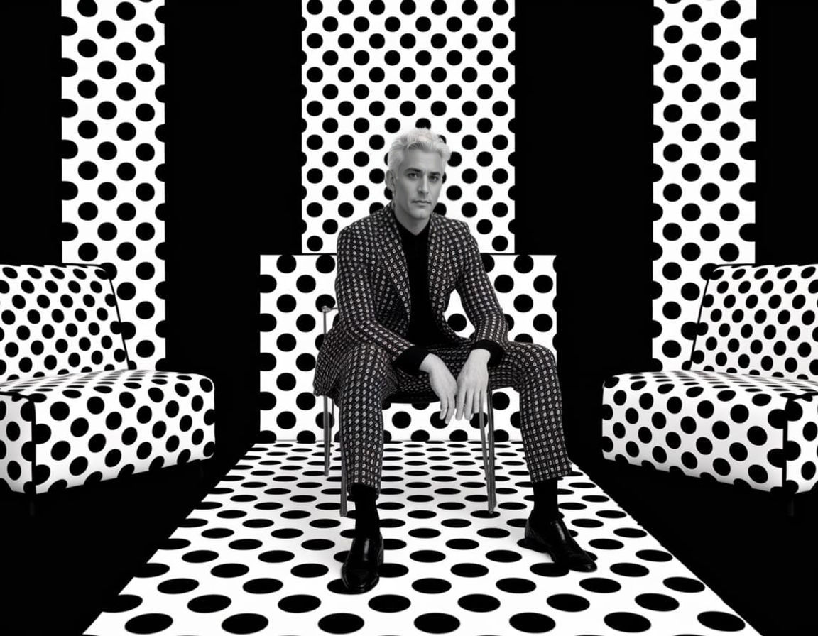 Modern Portrait of Man in Polka Dot Setting