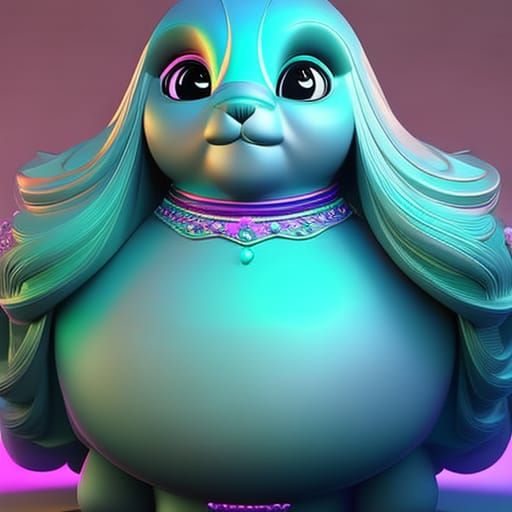 Ornate Jeweled Polywog in Ethereal Neon Fantasy