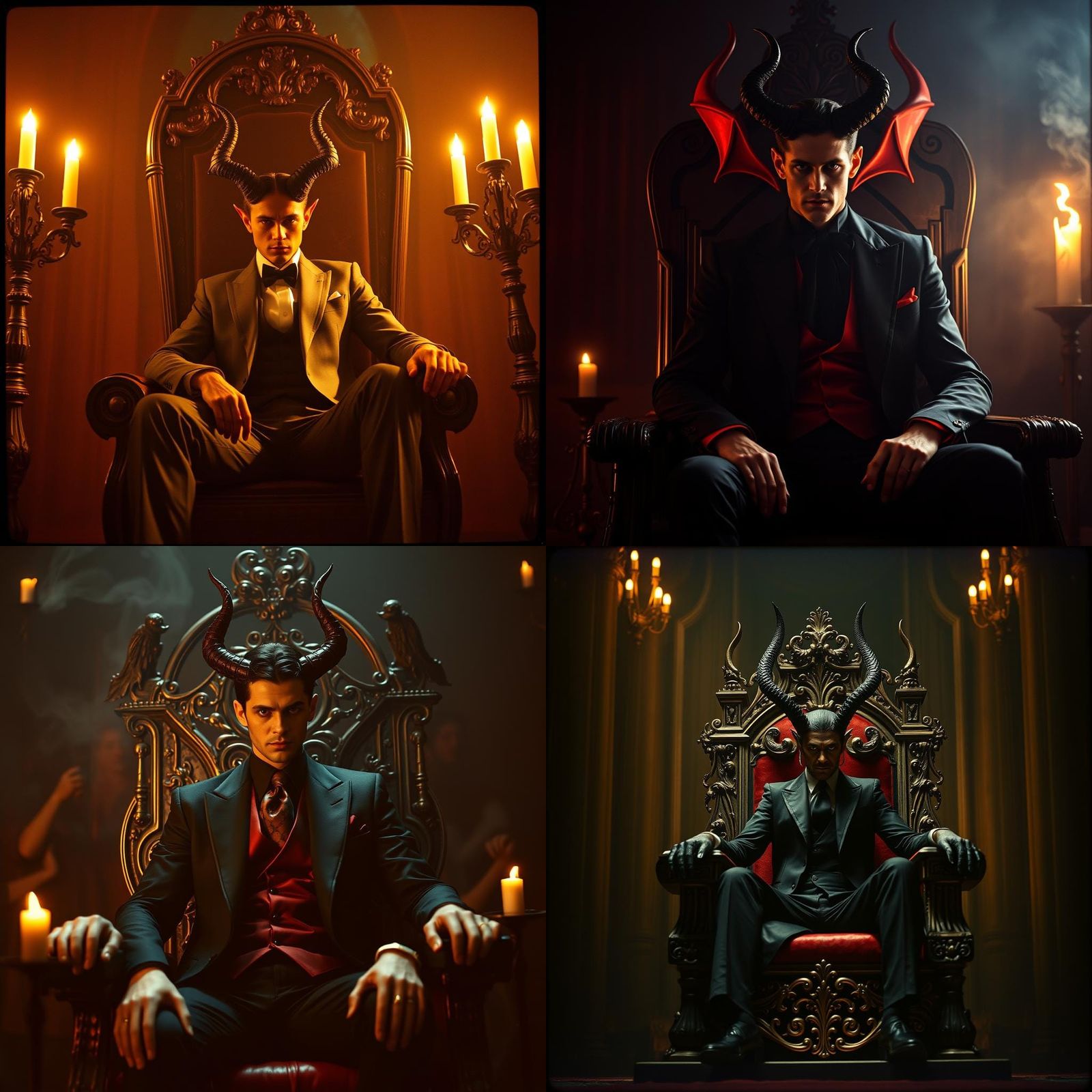 Charming Lucifer on Underworld Throne: Cinematic Film Still