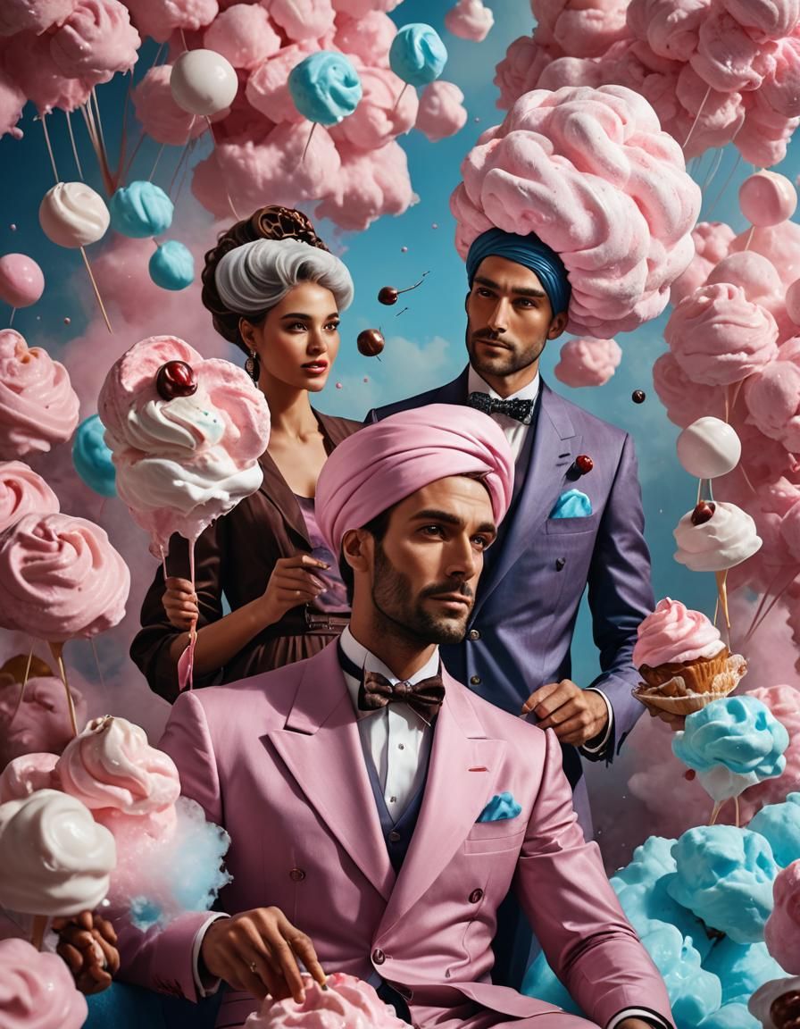 Cotton Candy Suit and Chocolate Sundae Dress Portrait