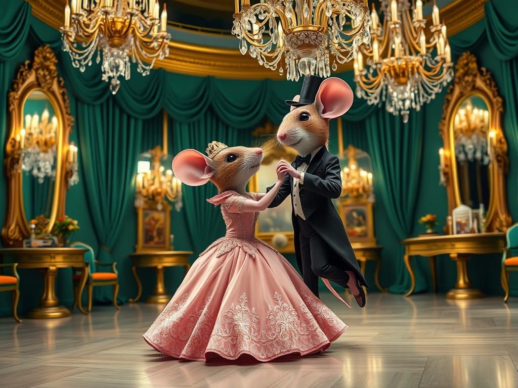 Two mice  ballroom dancing