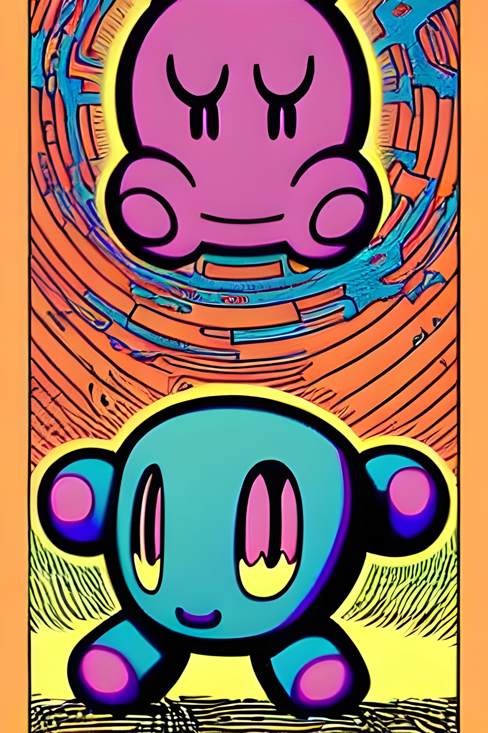 Kirby in Street Art Cartoon Fusion