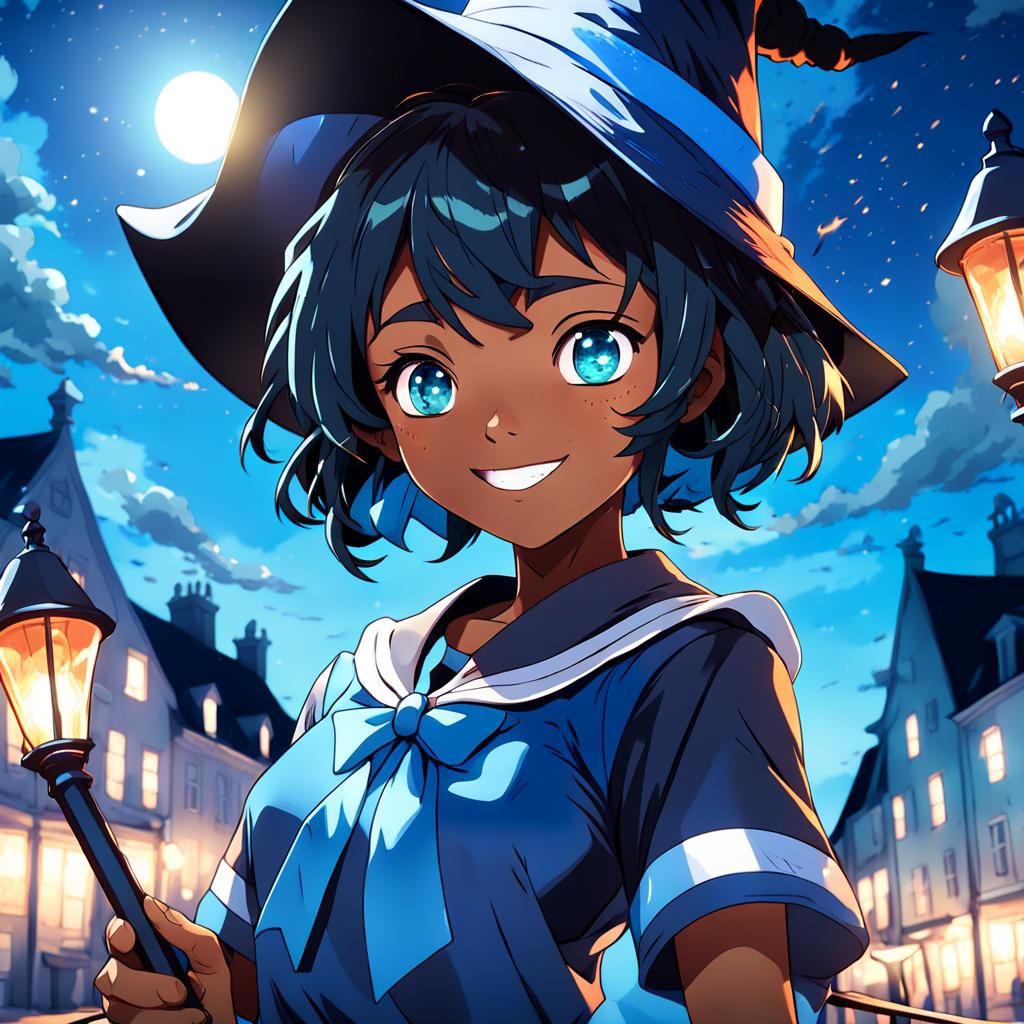 Anime Witch with Wand in Studio Trigger Style