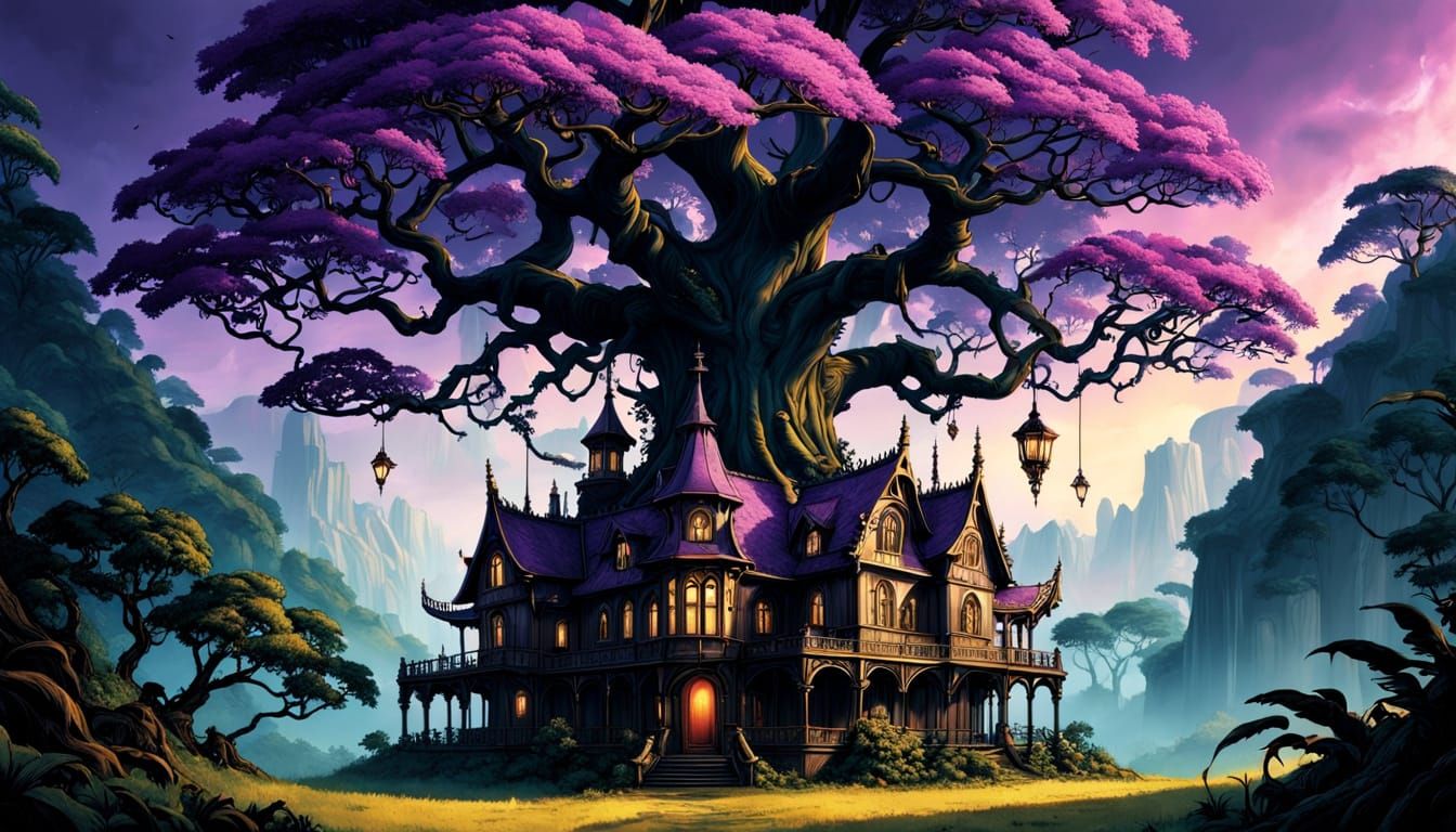 Gothic Gothling House Integrated Into Giant Tree