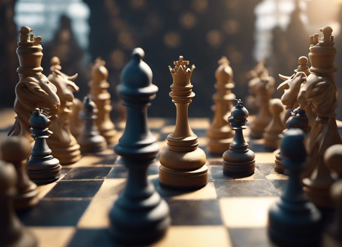 "The strategic dance of chess pieces."