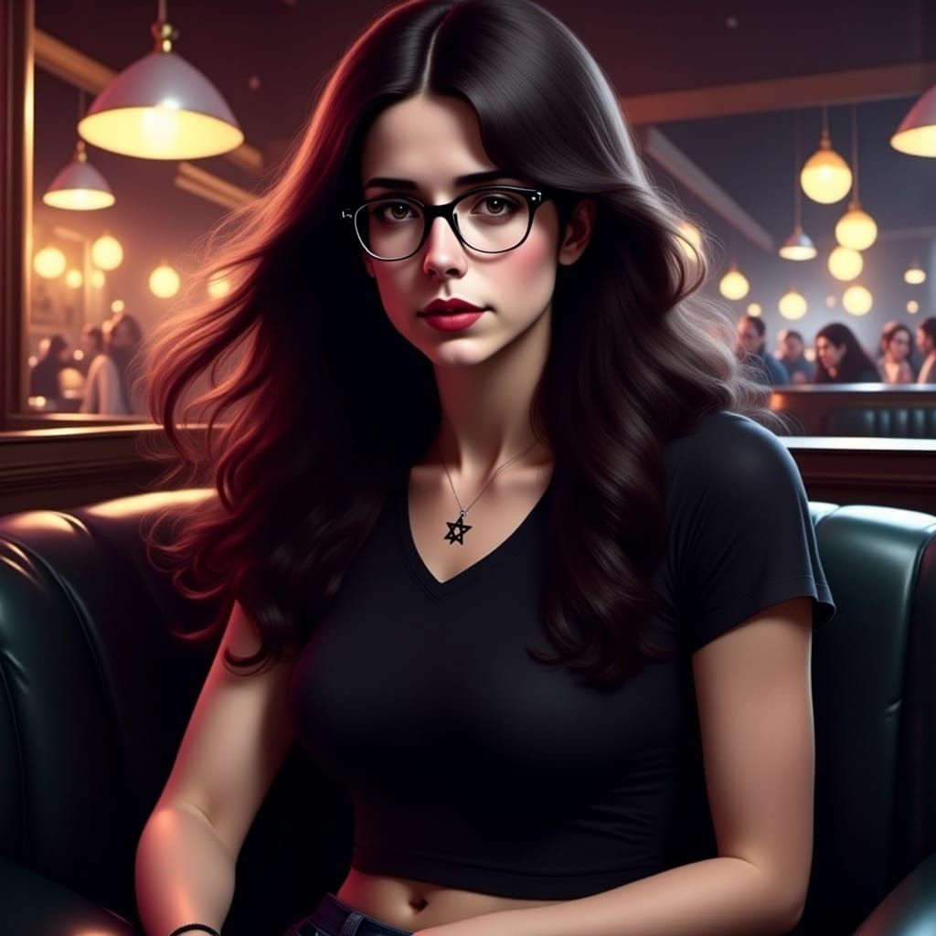 Beautiful Jewish Woman at Club in Hyperrealism Style