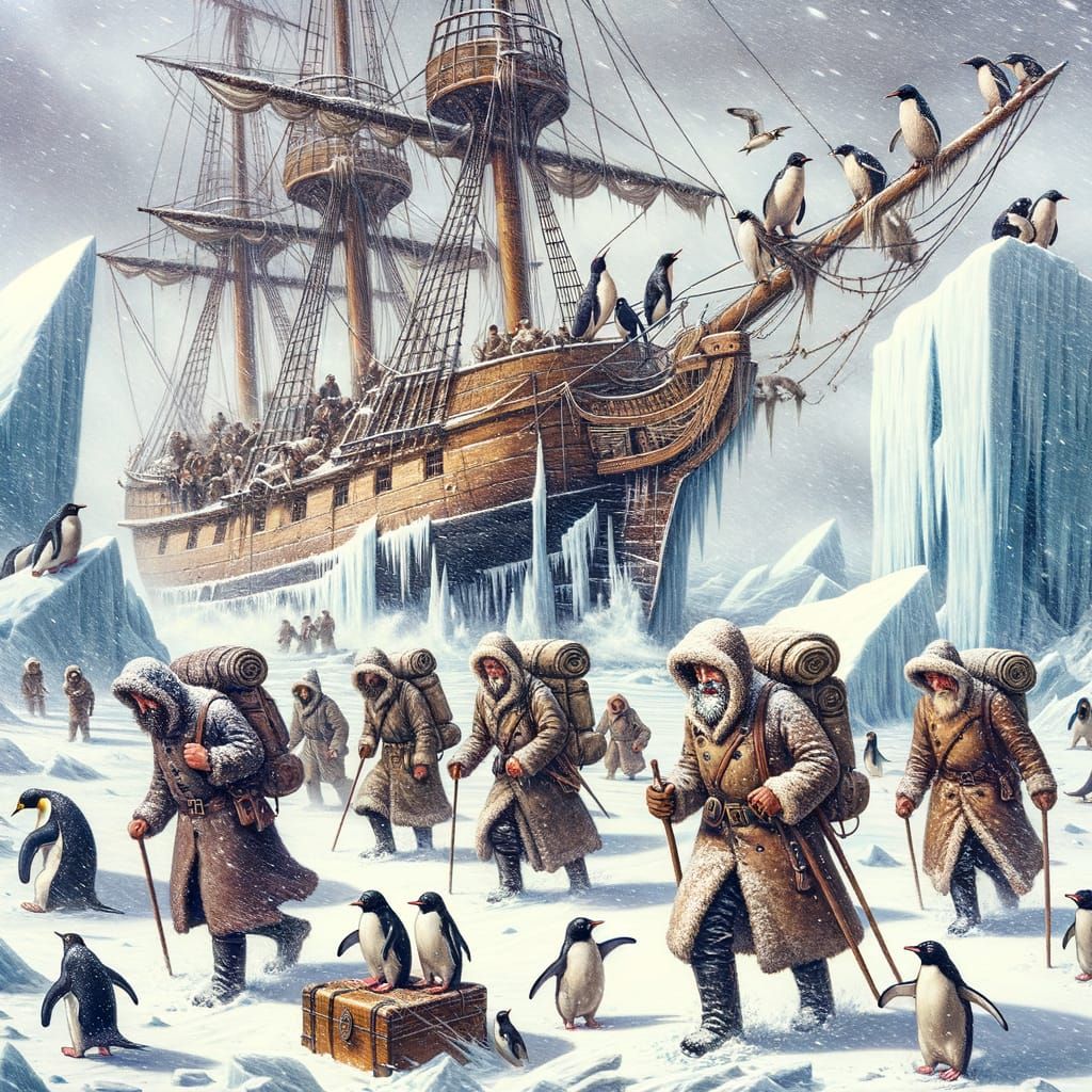 South Pole Explorers Brave Blizzard with Penguin Friends