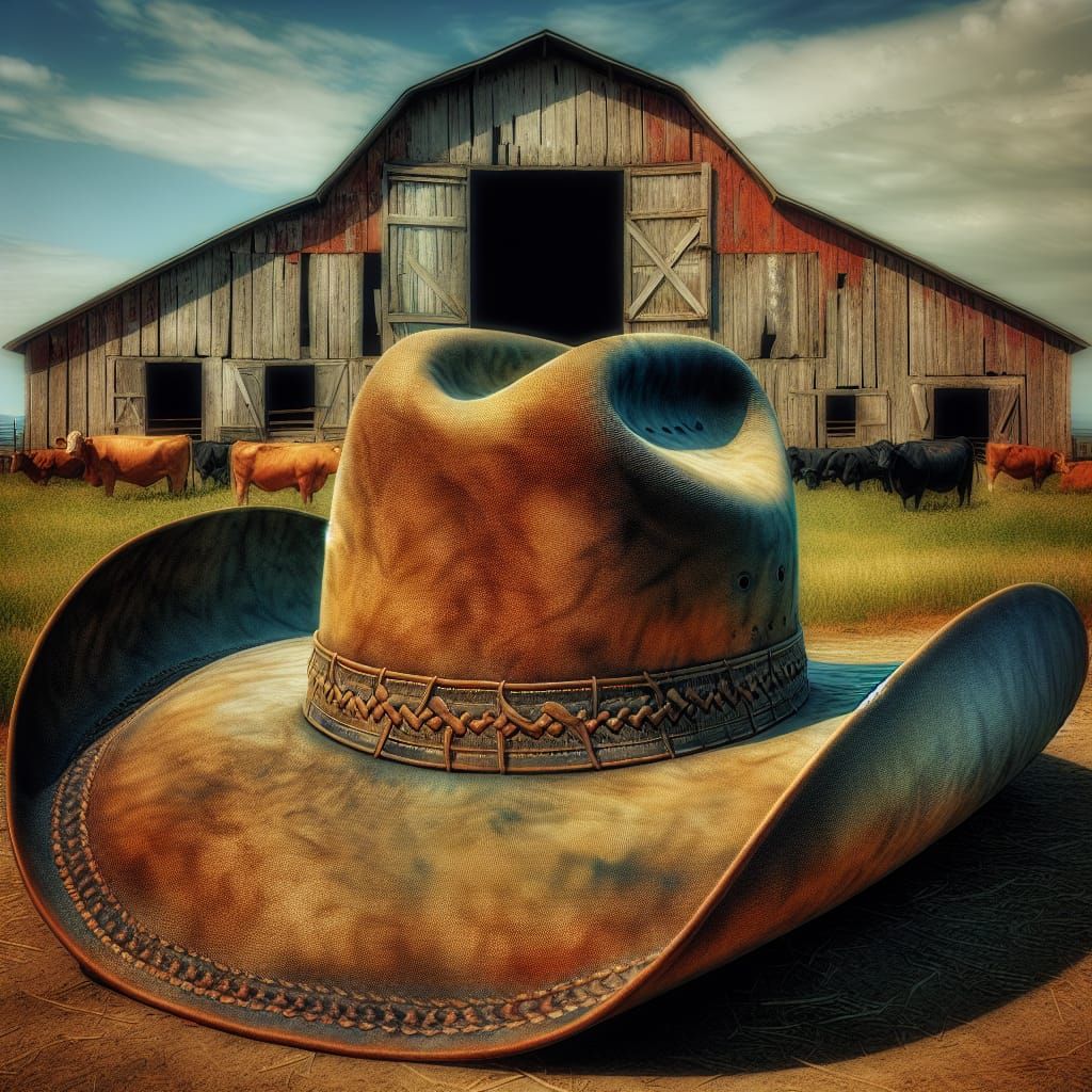 Rustic Cowboy Hat Over Empty Barn Scene