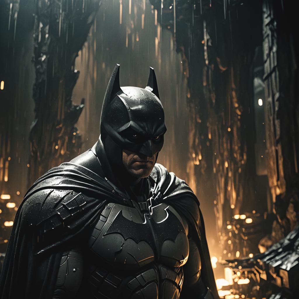 Batman in Batcave: Noir Cinematic Still