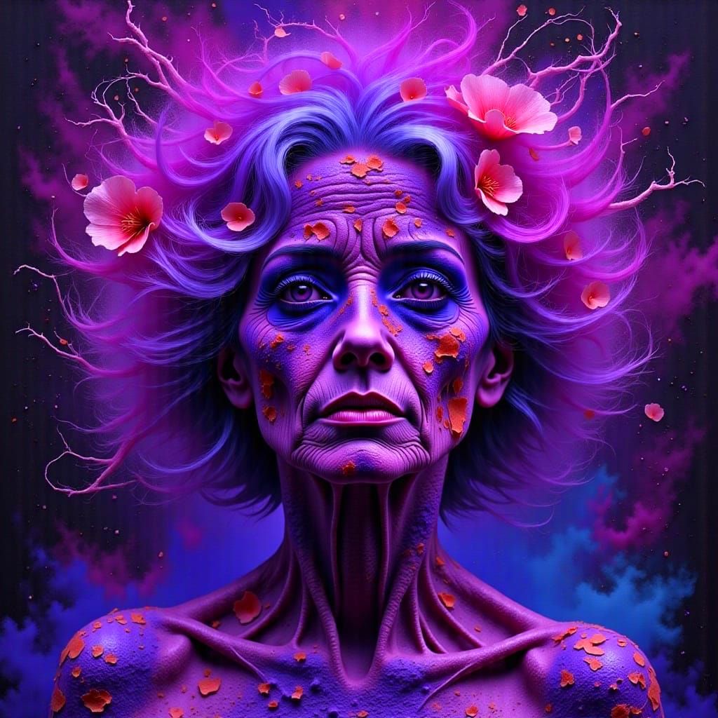 Vibrant Goddess in Neon Hues