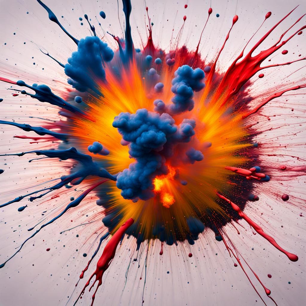 Explosion of Paint on Canvas, Wide Angle