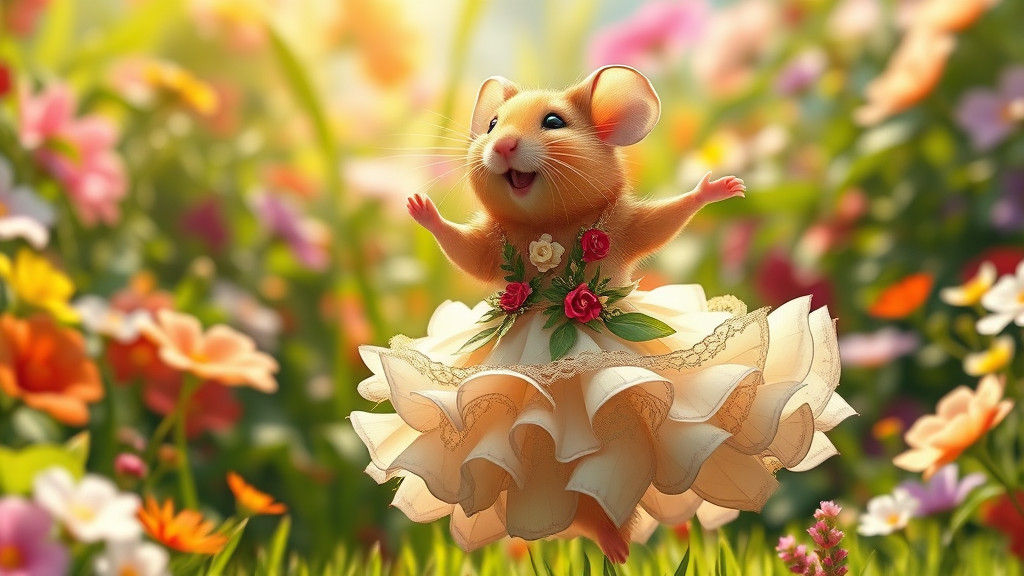 Hamster's Joyful Dance in Enchanted Garden