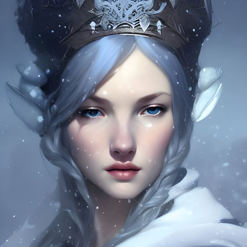 Snow Queen Portrait in Hyperdetailed Style