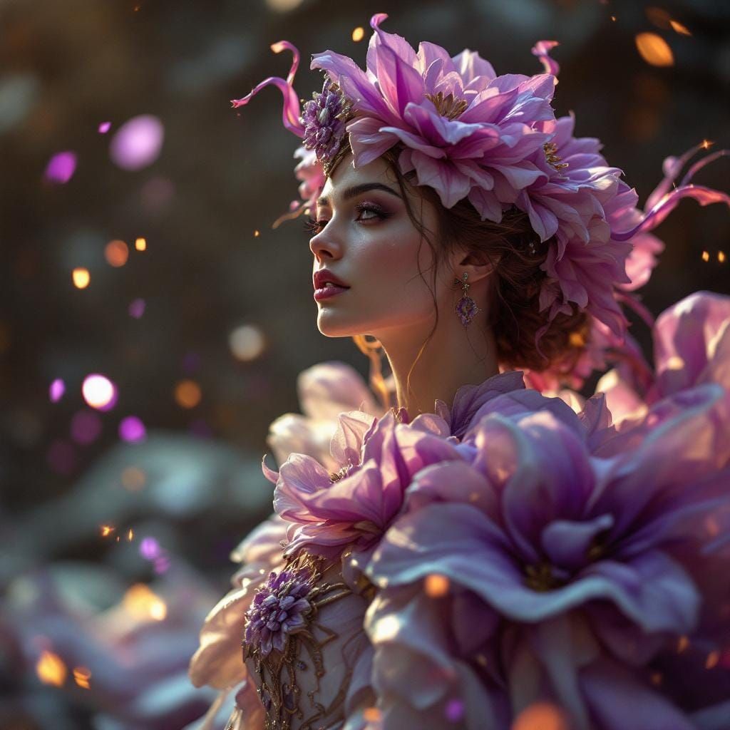 Graceful Warrior with Flowery Sigil: Photorealistic Digital ...