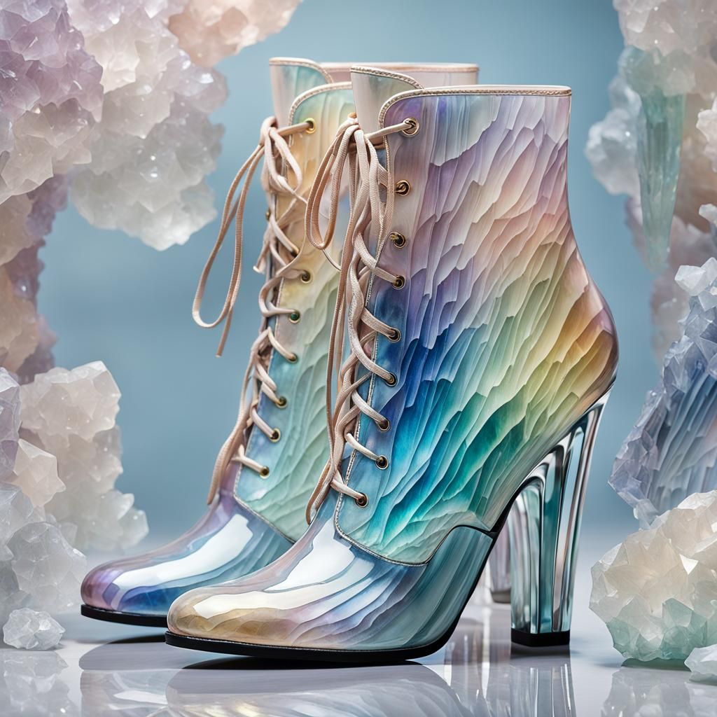 Rainbow Crystal Boots with Pastel Paint Effect