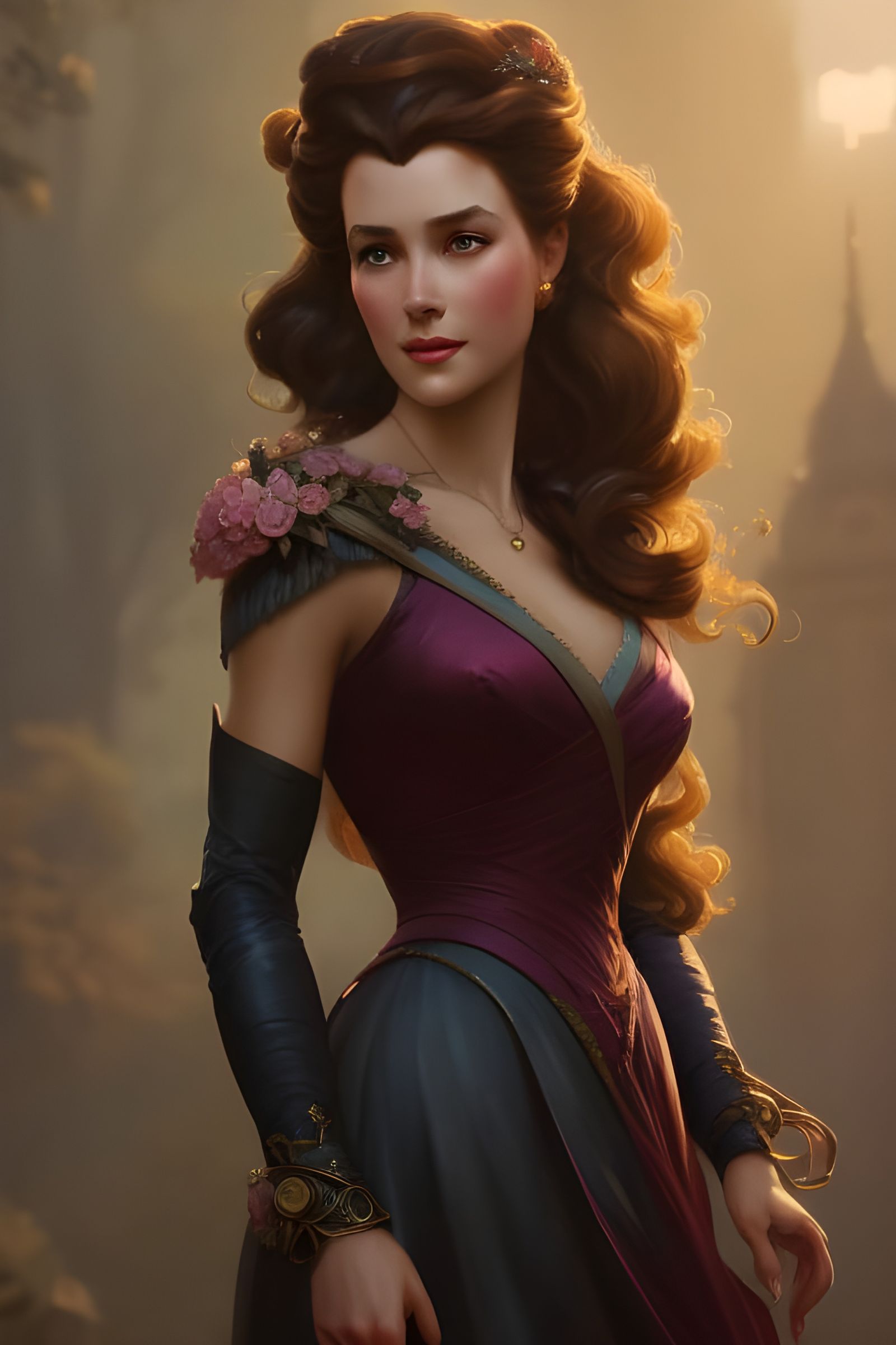 Princess Belle Portrait in Digital Art Style
