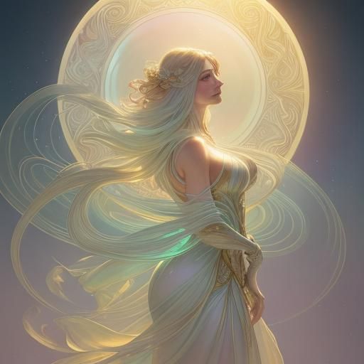 Woman's Body Transformation in Art Nouveau Style