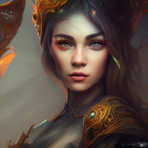 Detailed Self-Portrait in Fantasy Concept Art Style