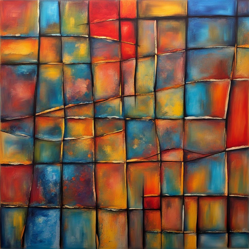 Abstract Cat Portrait with Complementary Colors