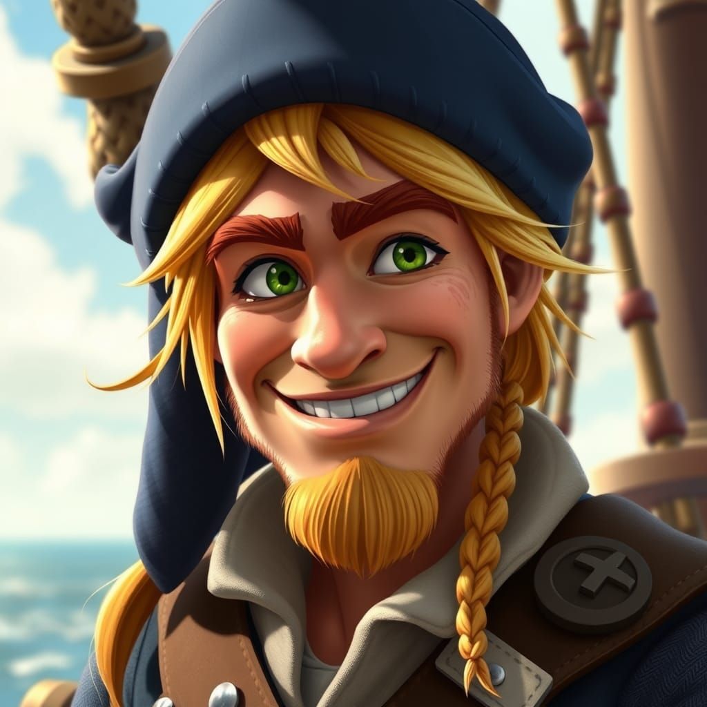 Pirate Quartermaster Portrait in Whimsical 3D Animation