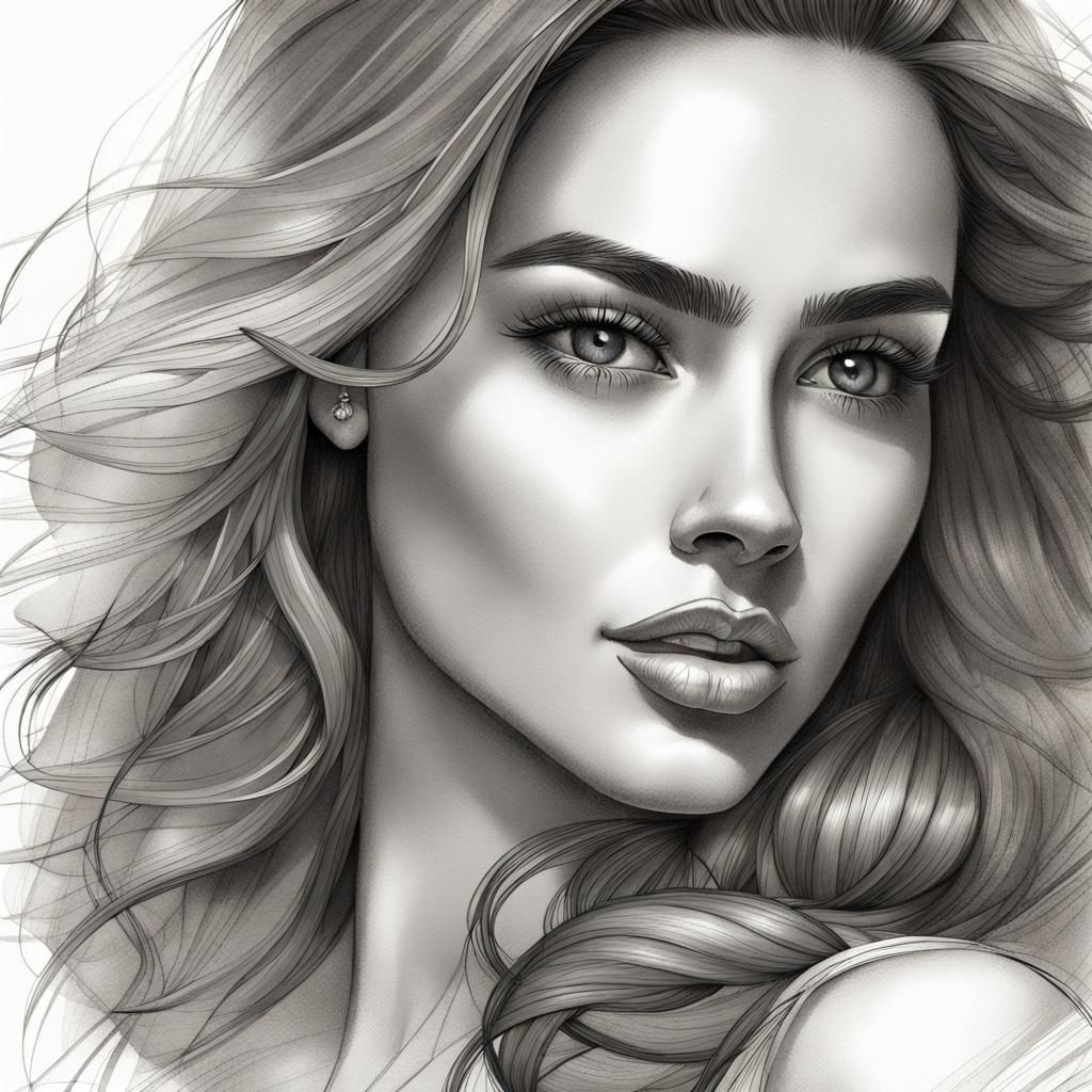 Glamorous Pencil Sketch of a Beautiful Woman
