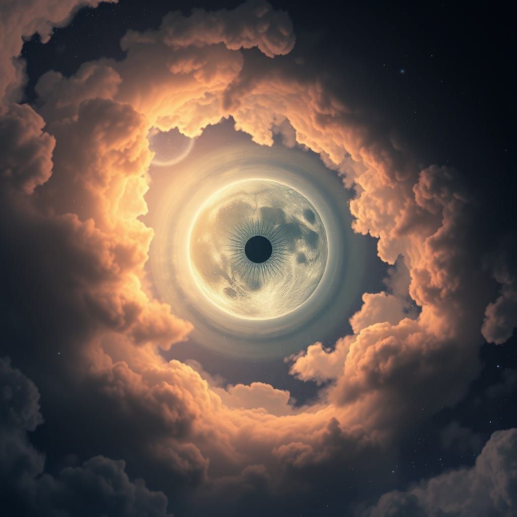 Mystical Glowing Moon Eye in Dreamlike Atmosphere
