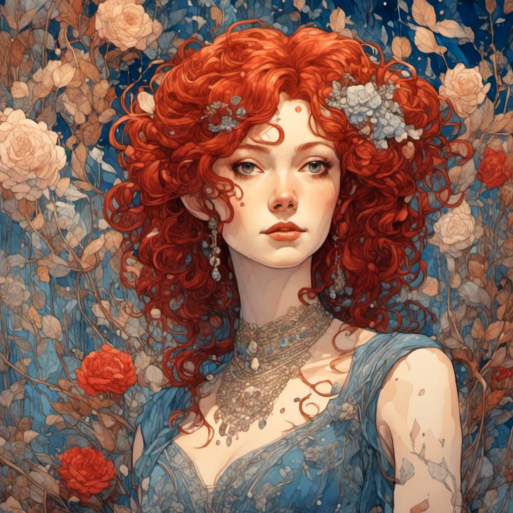 Elegant Red-Haired Vampiress in Edwardian Style
