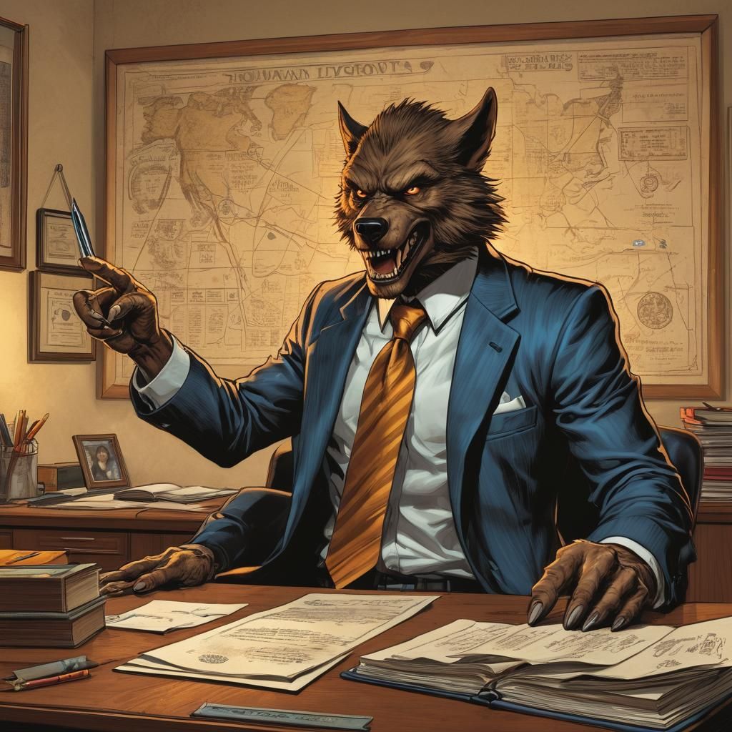 Werewolf Guidance Counselor in Comic Book Style