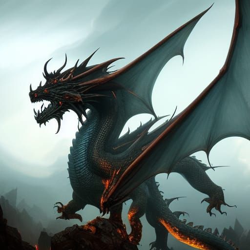 Apocalyptic Dragon in Dark Fantasy Art Style