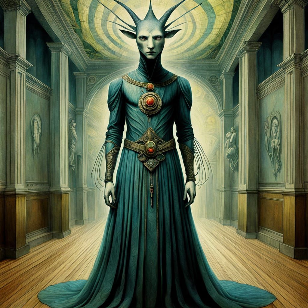 Giant Emerges from Hallway in a Surreal, Abstract Style