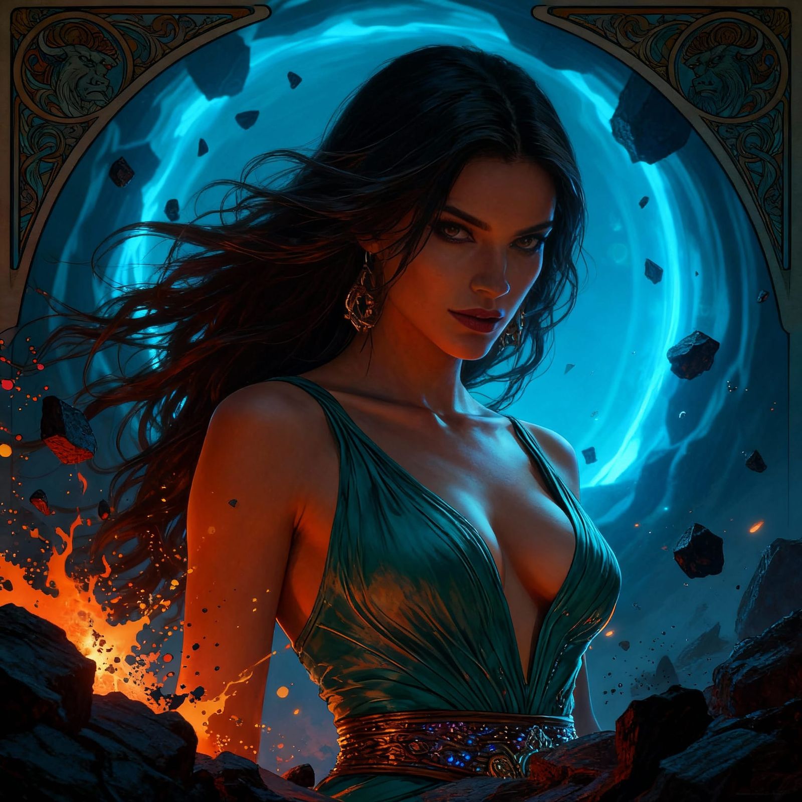 Stunning Woman Portrait in Dynamic Lighting Concept Art