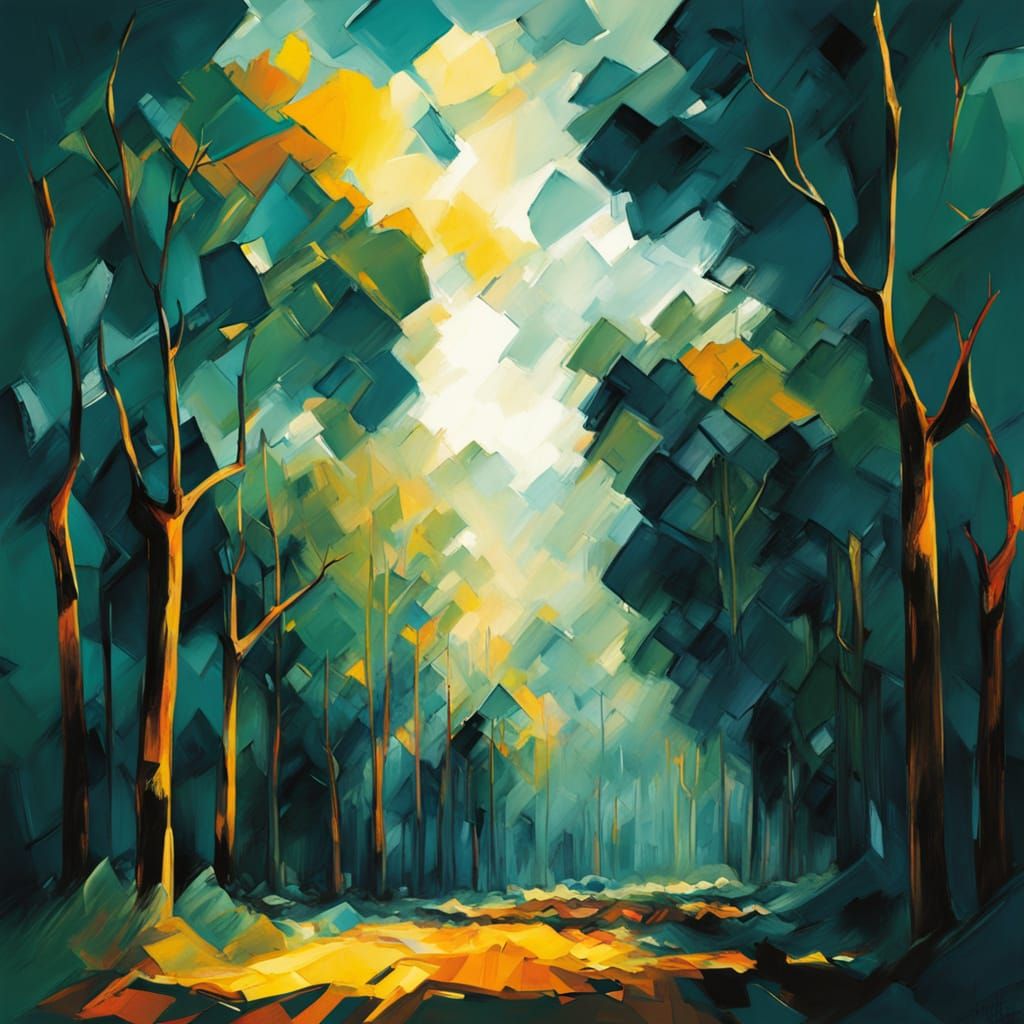 Rousseau-Style Street Scene with Fractal Patterns