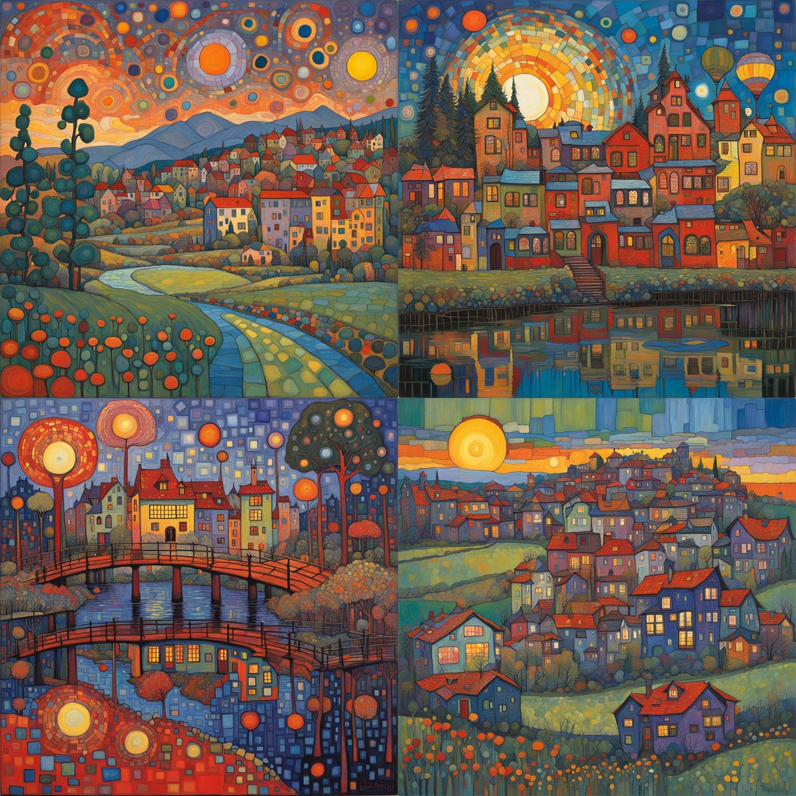 Abstract Landscape Painting with Impasto Texture