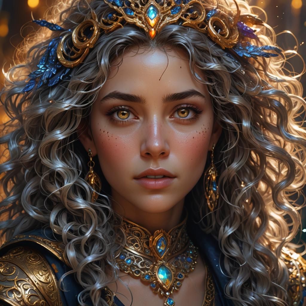 Surprised Woman Portrait in High Fantasy Style