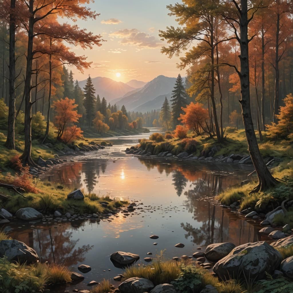 Autumn Forest Landscape in Vivid Digital Art