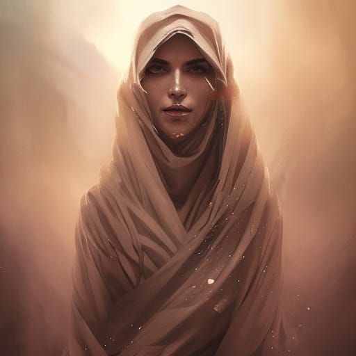 Attractive Mummy Portrait in Swirling Sandstorm