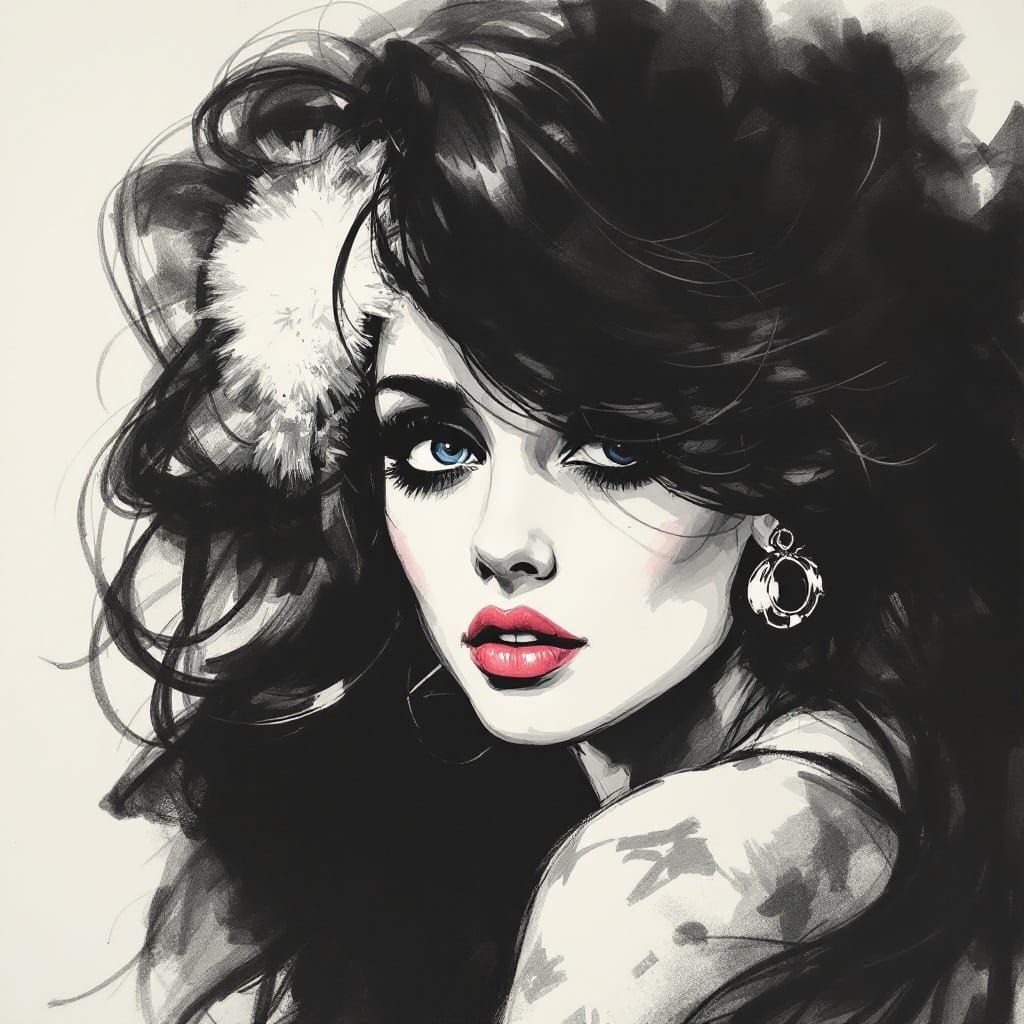 Ethereal Portrait in Charcoal, Soft Shadows and Bold Lines