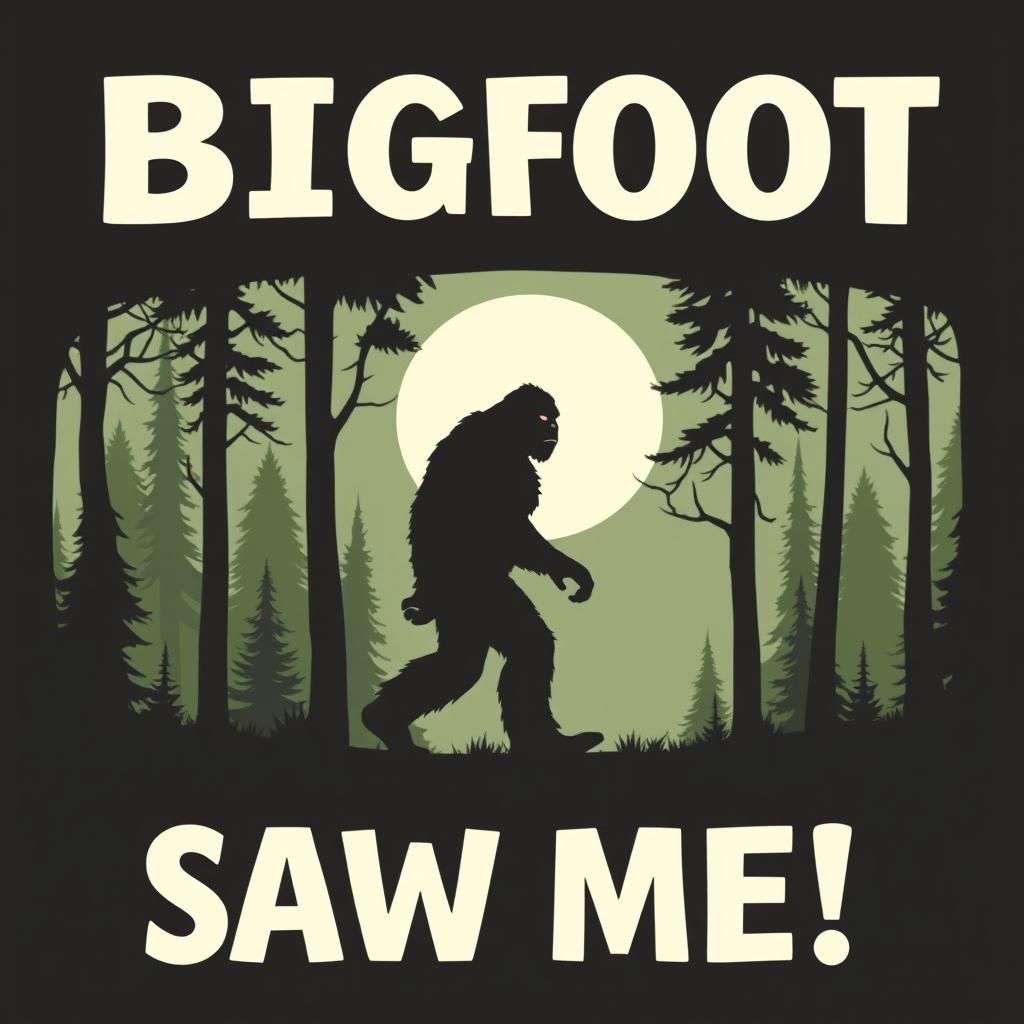 Bigfoot Silhouette Walking Through Forest