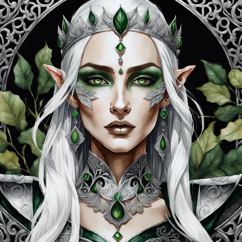 Green elven portraits