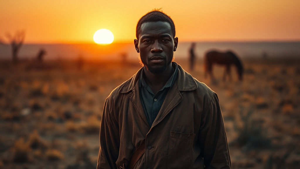 Freed Slave in Rural Landscape, Historical Epic