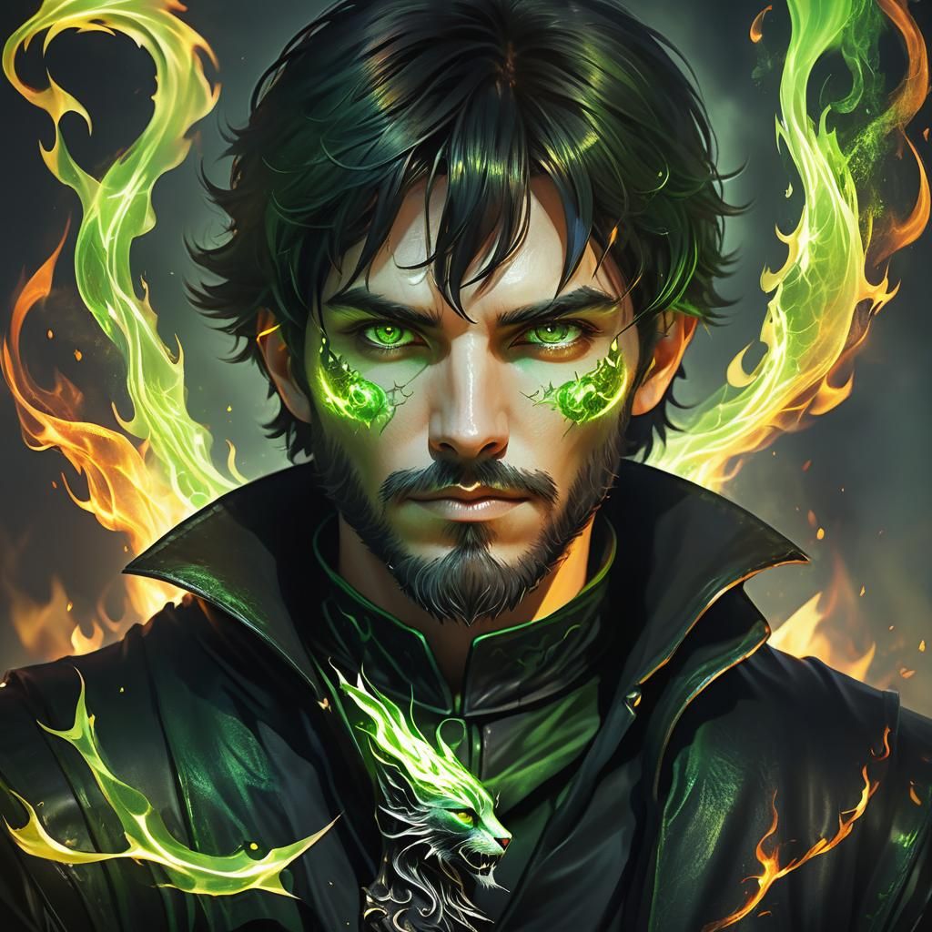 Handsome Young Wizard Casting Fire Spell