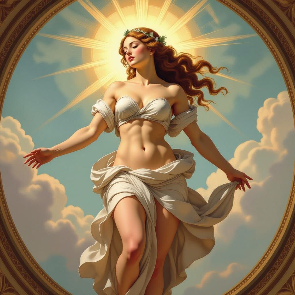 Idealized Woman in Michelangelo Style Celestial Scene