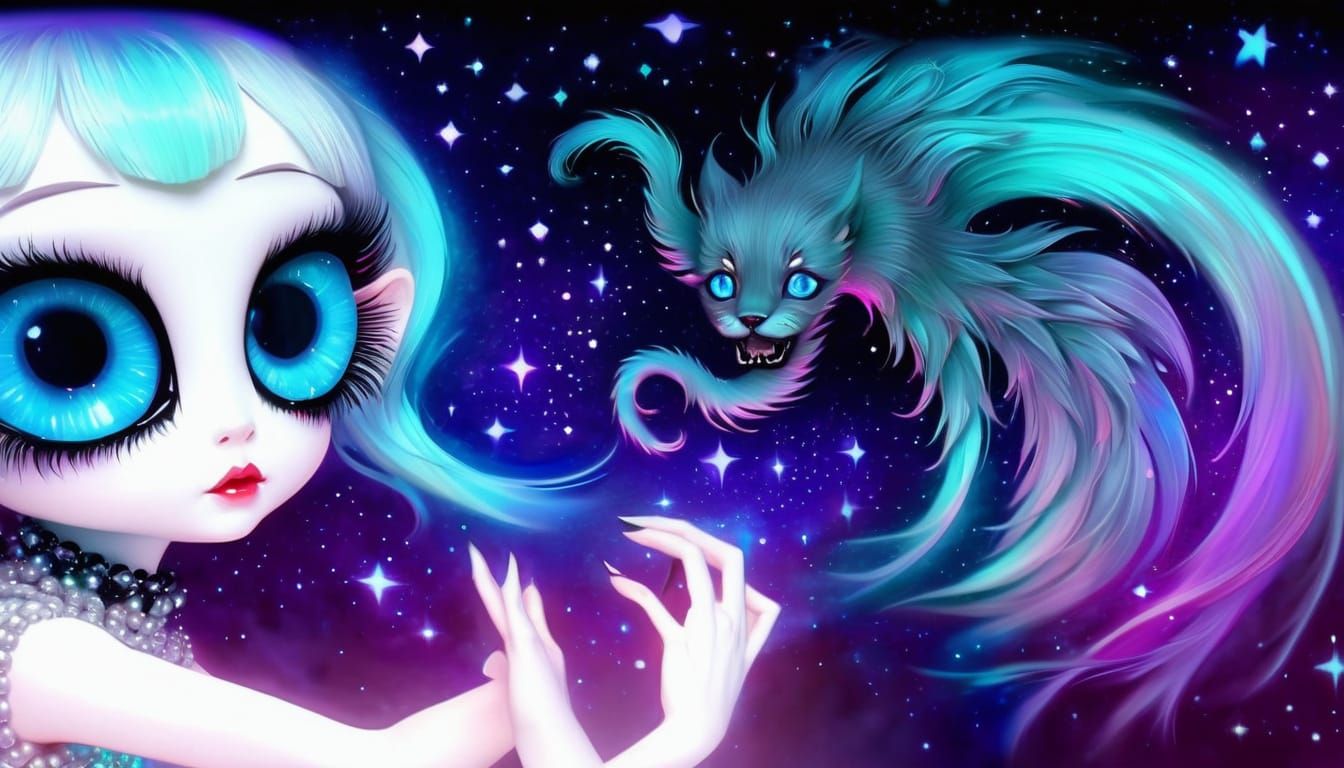 Stunning Surreal Digital Watercolor of Woman in Space